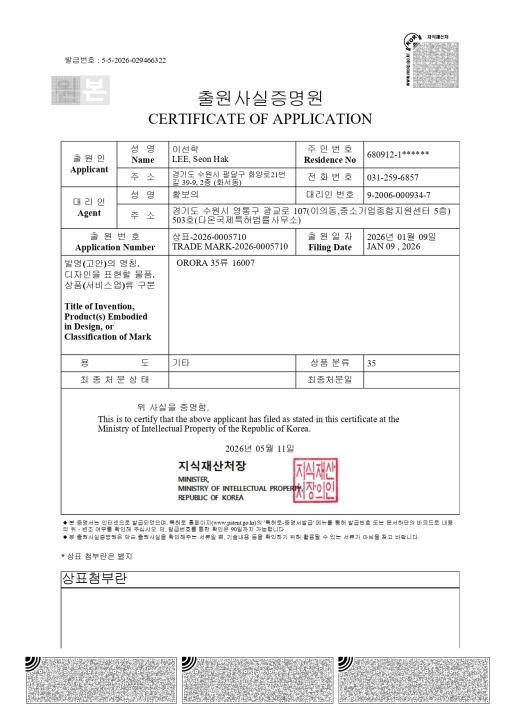 Certificate of Trademark Application
